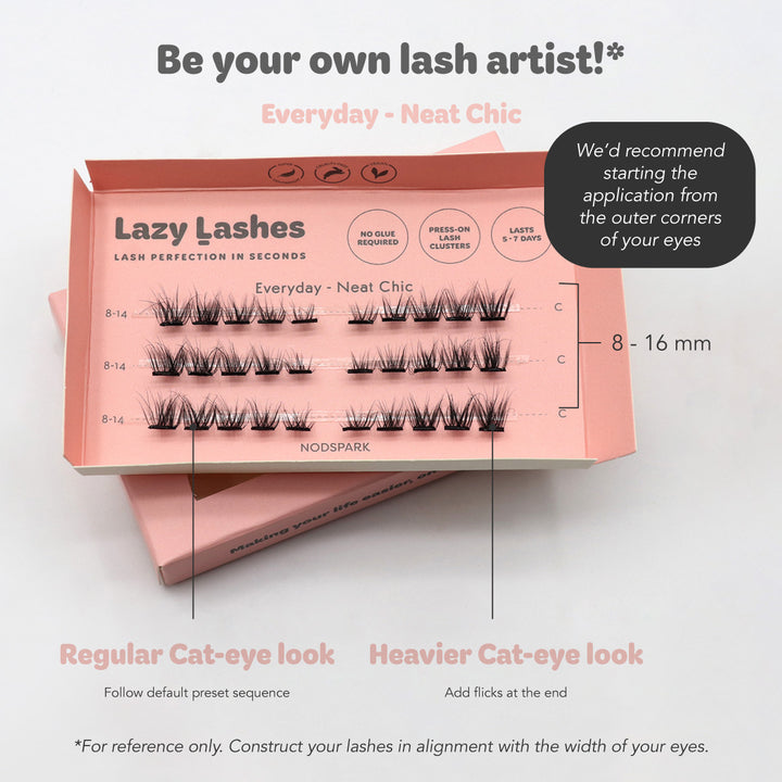 [BO-5 MID SEP] Everyday Neat Chic Lazy Lashes (Press-On Lash Clusters)