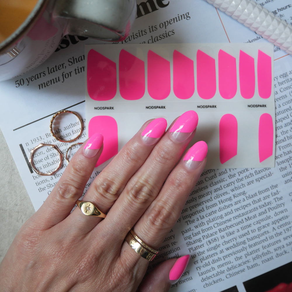 Neon Pink Twist Nail Wrap Manicure