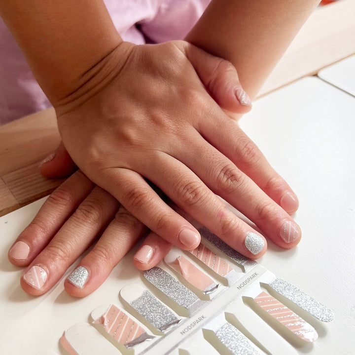 Silver Stripes (Petite) Nail Wrap Manicure