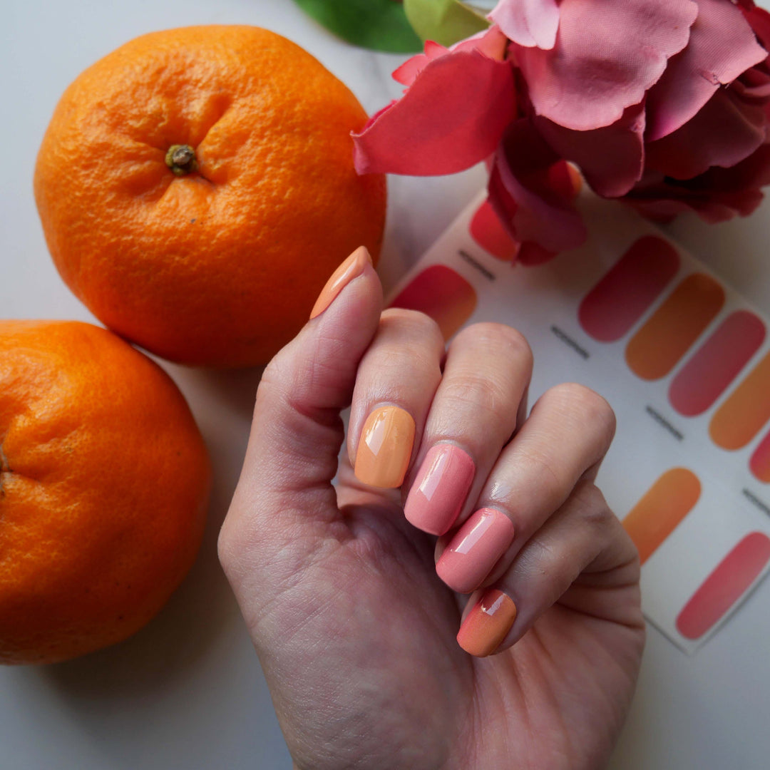 Orange Sunset Hue Nail Wrap Manicure