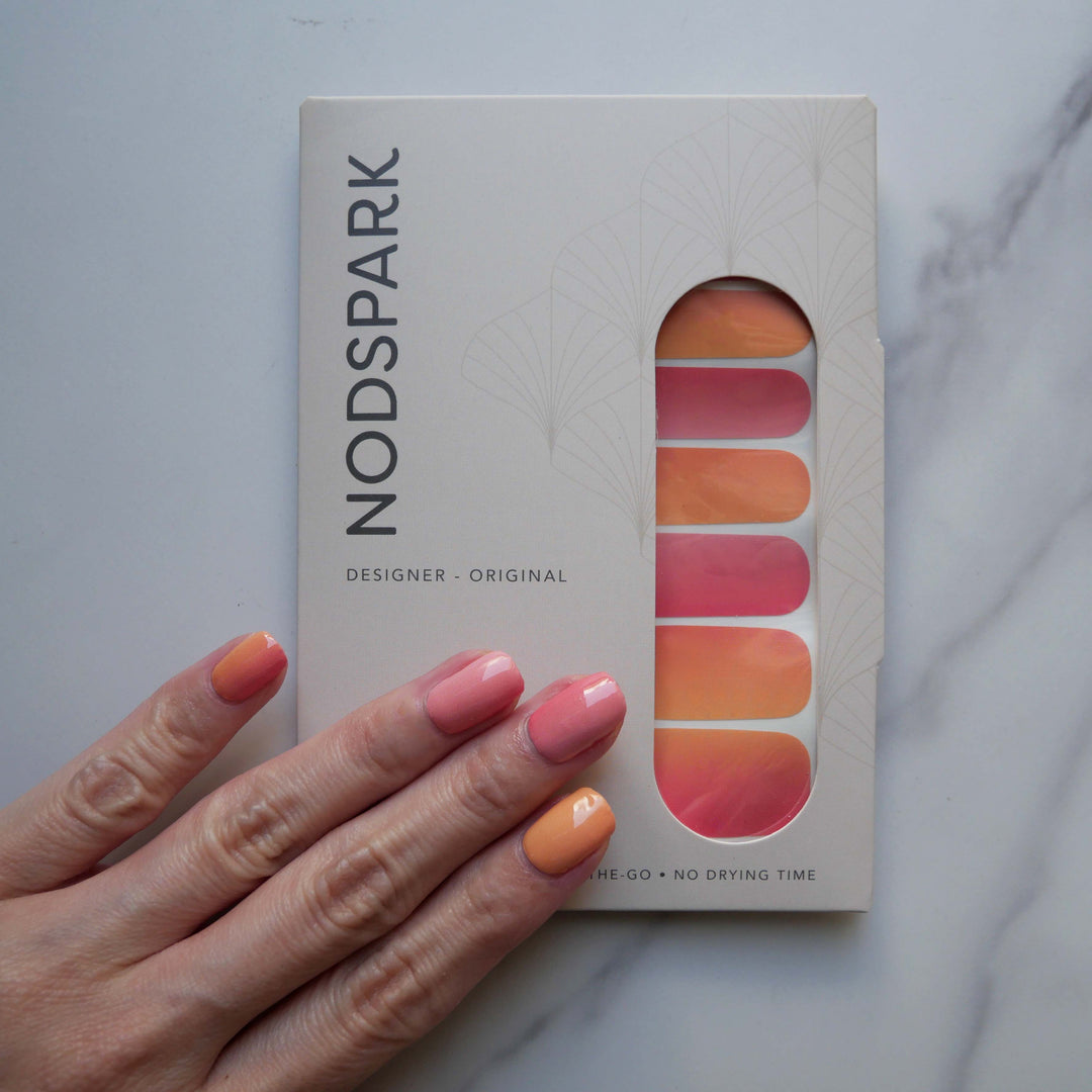 Orange Sunset Hue Nail Wrap Manicure