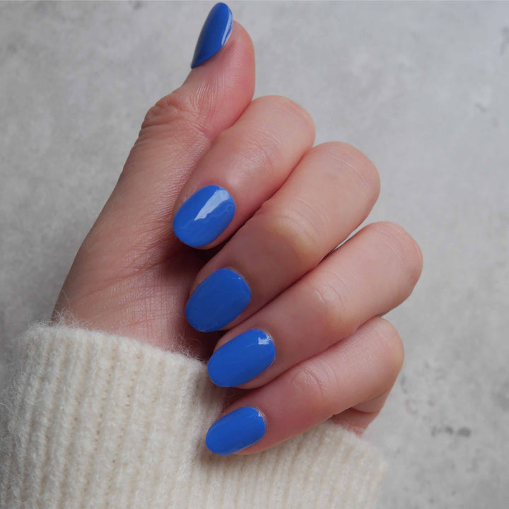 Classic French Blue Nail Wrap Manicure