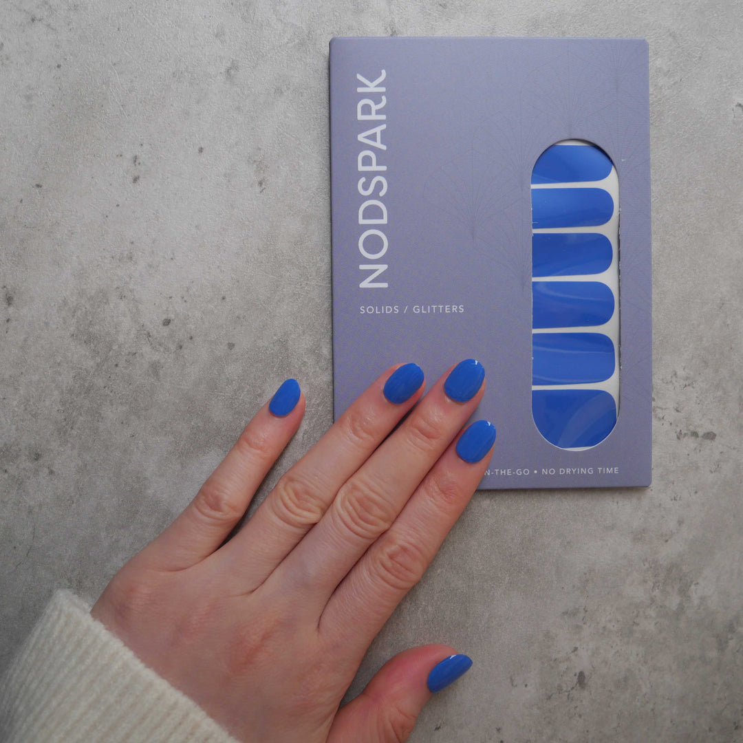 Classic French Blue Nail Wrap Manicure