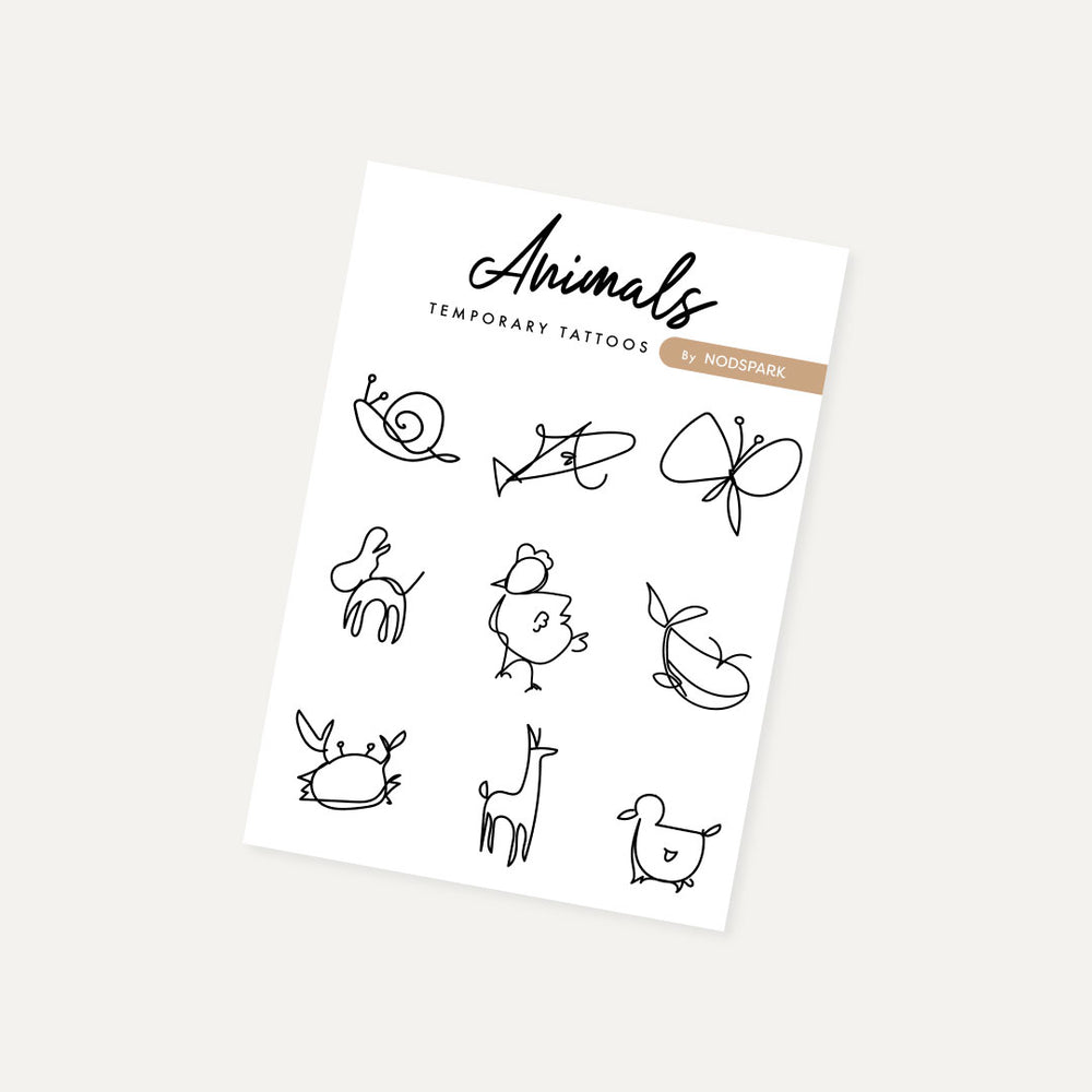 Animal Line Art Temporary Tattoos (by Nodspark)