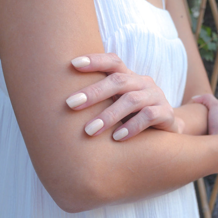 Classic Nude Peach Nail Wrap Manicure