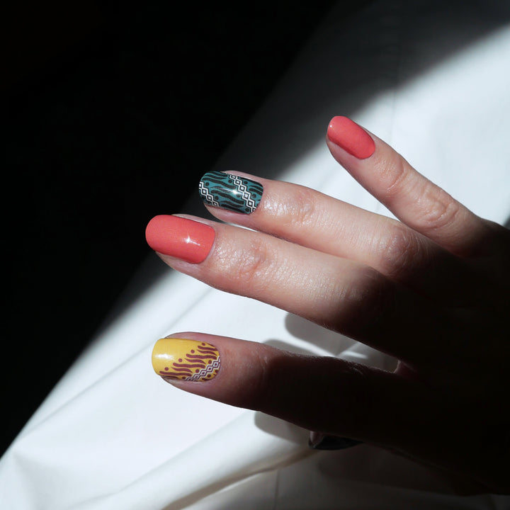 Rainbow Parang (Nodspark x YeoMama Batik) Nail Wrap Manicure