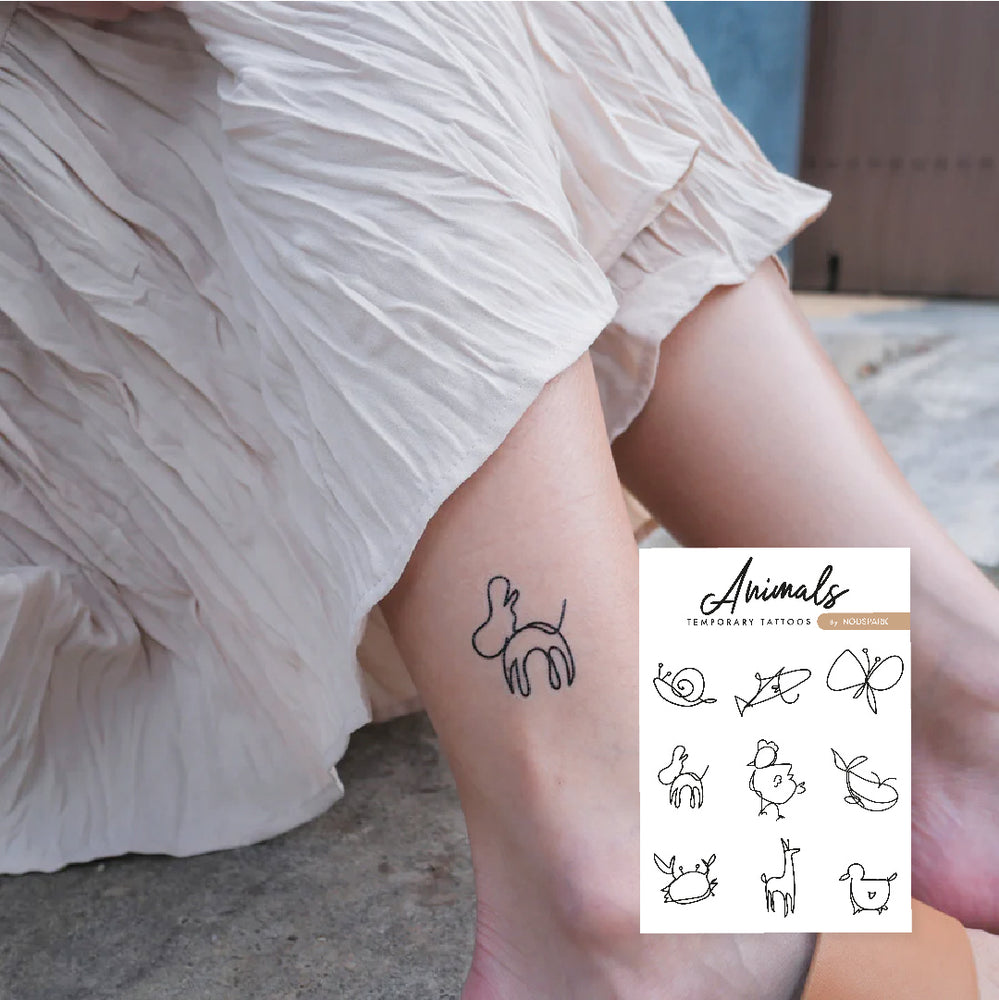 Animal Line Art Temporary Tattoos (by Nodspark)