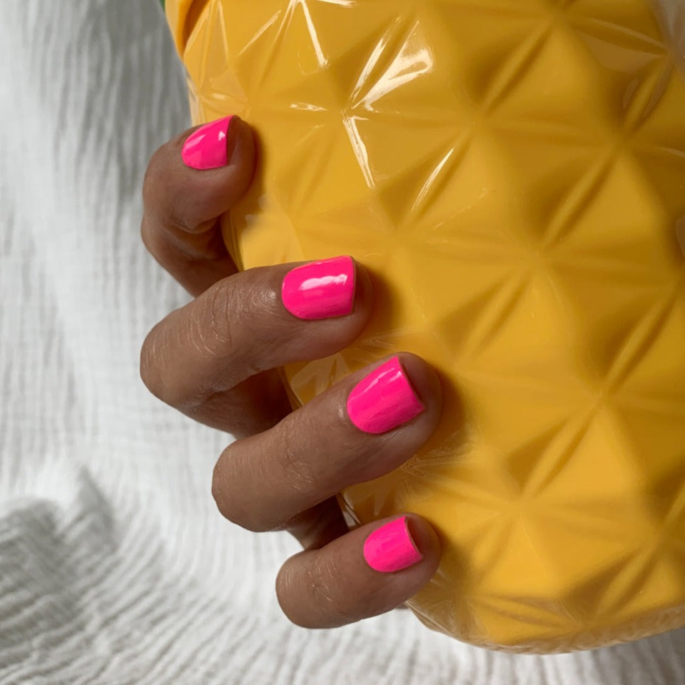 Classic Neon Pink Nail Wrap Manicure